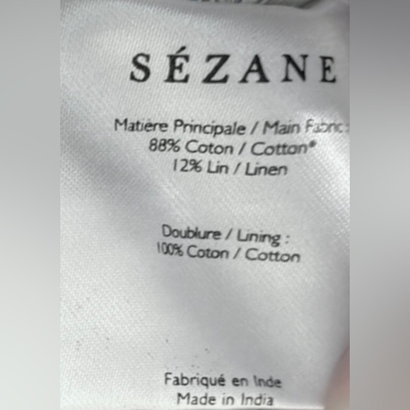 Sezane Robe Corte Olga Cotton Linen Check dress Carreaux Bleu Camel Size 6 NWT - Picture 11 of 14